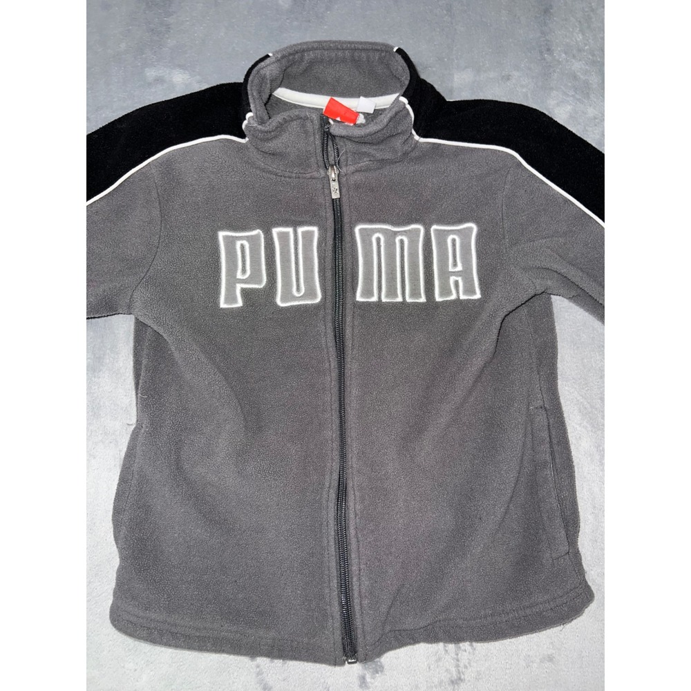 Puma Boys Gray Full Zip Fleece Jacket Sportlifestyle Size 6 Track Jacket